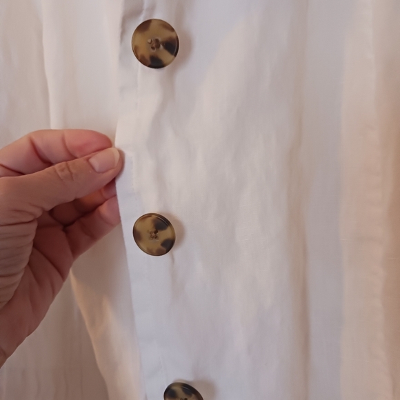 Coldwater Creek Linen Casual Chic White Jacket Drawstring - Picture 13 of 14